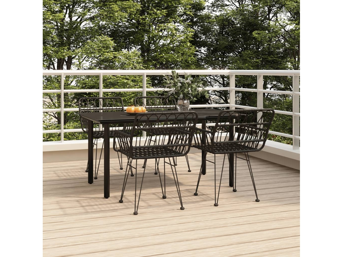 Juego de comedor de jardín de 5 piezas DKD Home Decor en mimbre negro