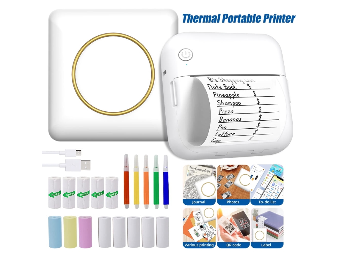 Mini Impresora Térmica Portátil, Inalámbrica, Bluetooth, Sin Tinta, Compatible Con Ios Y Android Gertiz