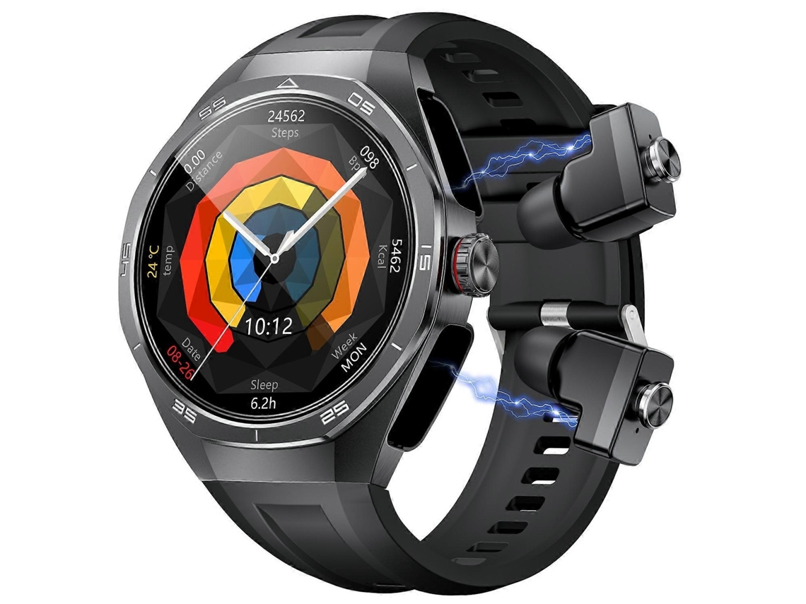 Auriculares Bluetooth GT97 2 en 1 TWS con pantalla redonda de 1,53 pulgadas y monitor de frecuencia cardíaca Ly Ebike