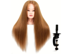 Cabeza De Maniquí Sintética De 66-71 Cm Con Cabello Largo (60 % Cabello Real), Cabeza Para Aprendiz De Peluquería.