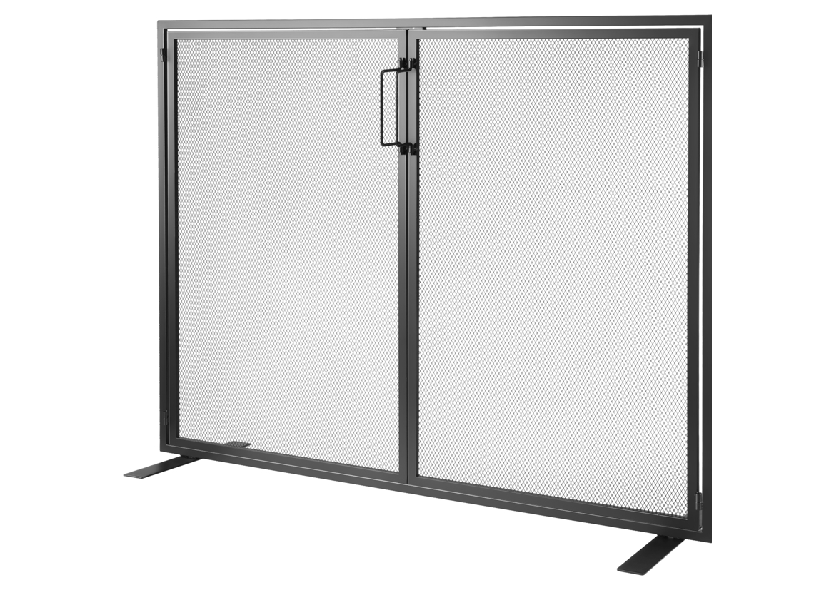 Mampara de chimenea Succebuy de 990 x 780 mm con 1 panel, de hierro, color negro