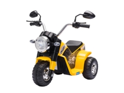 Moto Eléctrica Infantil Con 3 Ruedas Para Niños De 18-36 Meses Triciclo A Batería 6v Con Faro Bocina 72x57x56 Cm Amarillo