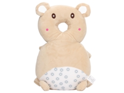 Mochila Protetora De Cabeça Bebê Urso Marrom Pelúcia Macia Para Bebês E Toddlers