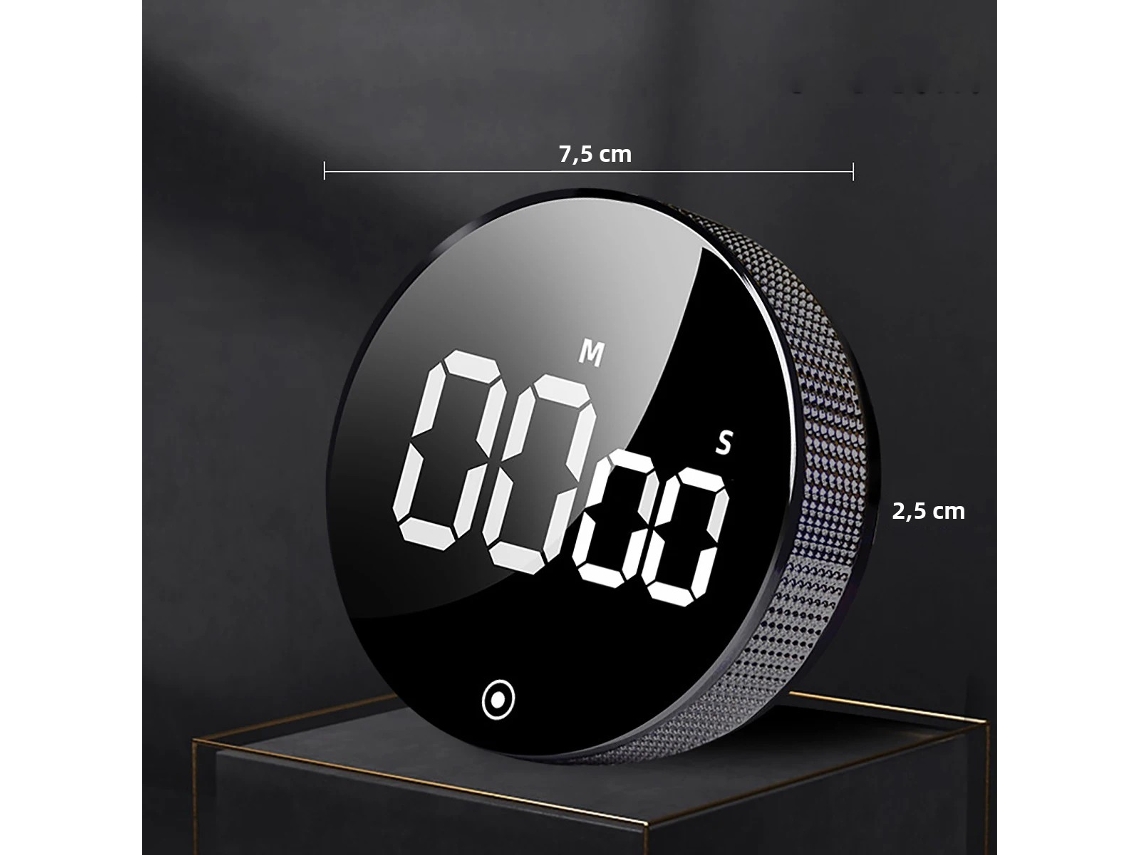 (negro) Temporizador De Cocina Digital, Temporizador Visual, Pantalla Led Grande