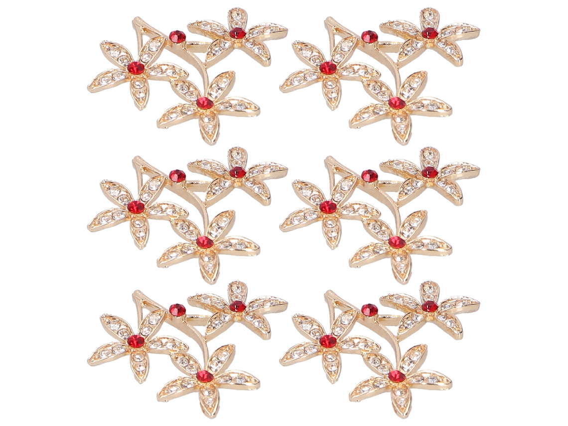 6 Broches De Flores En Forma De Estrella Con Diamantes De Imitación Para Manualidades, Ideales Para Decorar Ropa Y Zapatos.