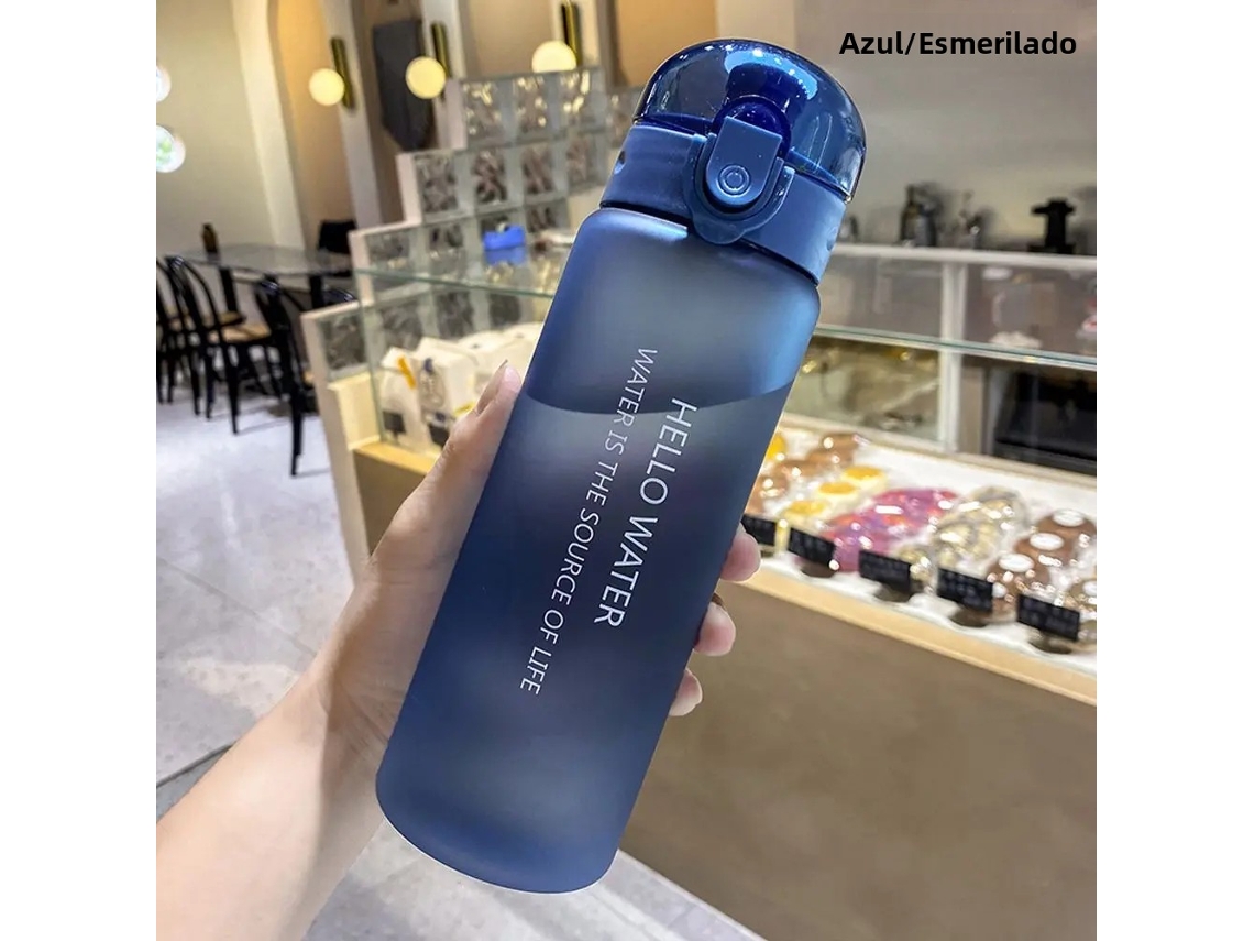 Botella deportiva de viaje de plástico transparente de 780 ml con tapa antifugas Mdug (versión azul 1)
