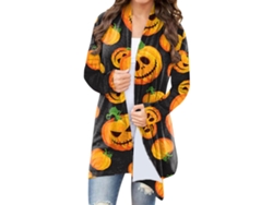 KKPM-Front Opening Halloween Shirt Wide Sleeve Suelta Impresa Abrigo Festivo Type 1 XXL