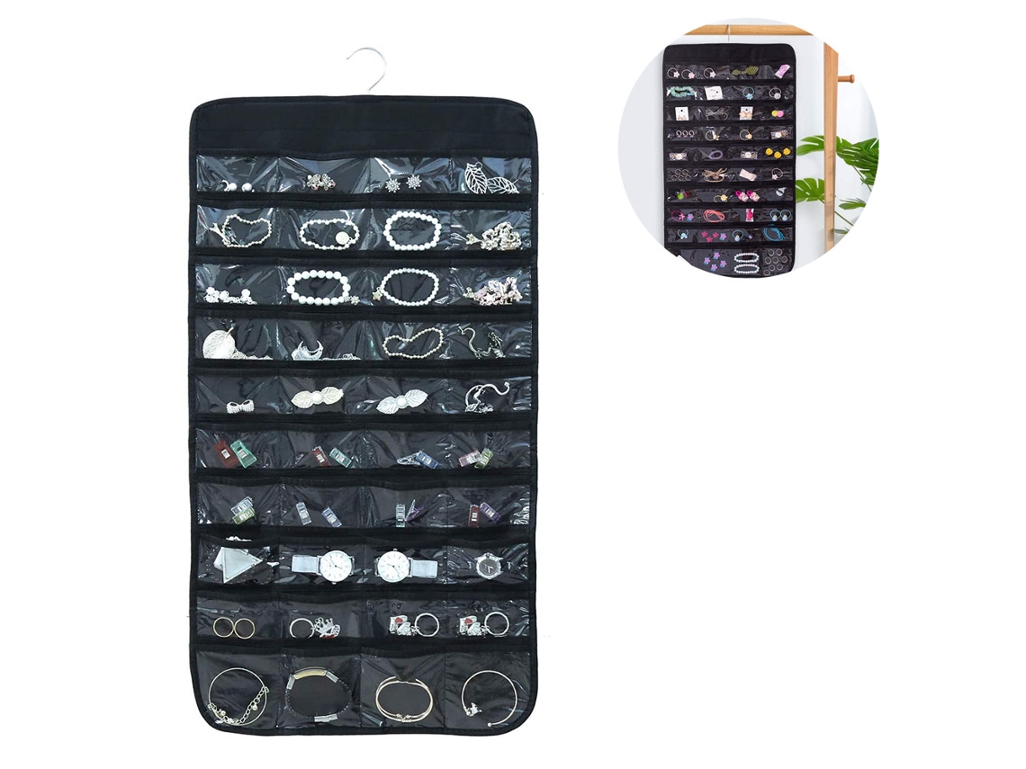 Organizador Joyas Colgar Bolsillos JEIIBRZUI Punto Negro (39x20x0.5cm)