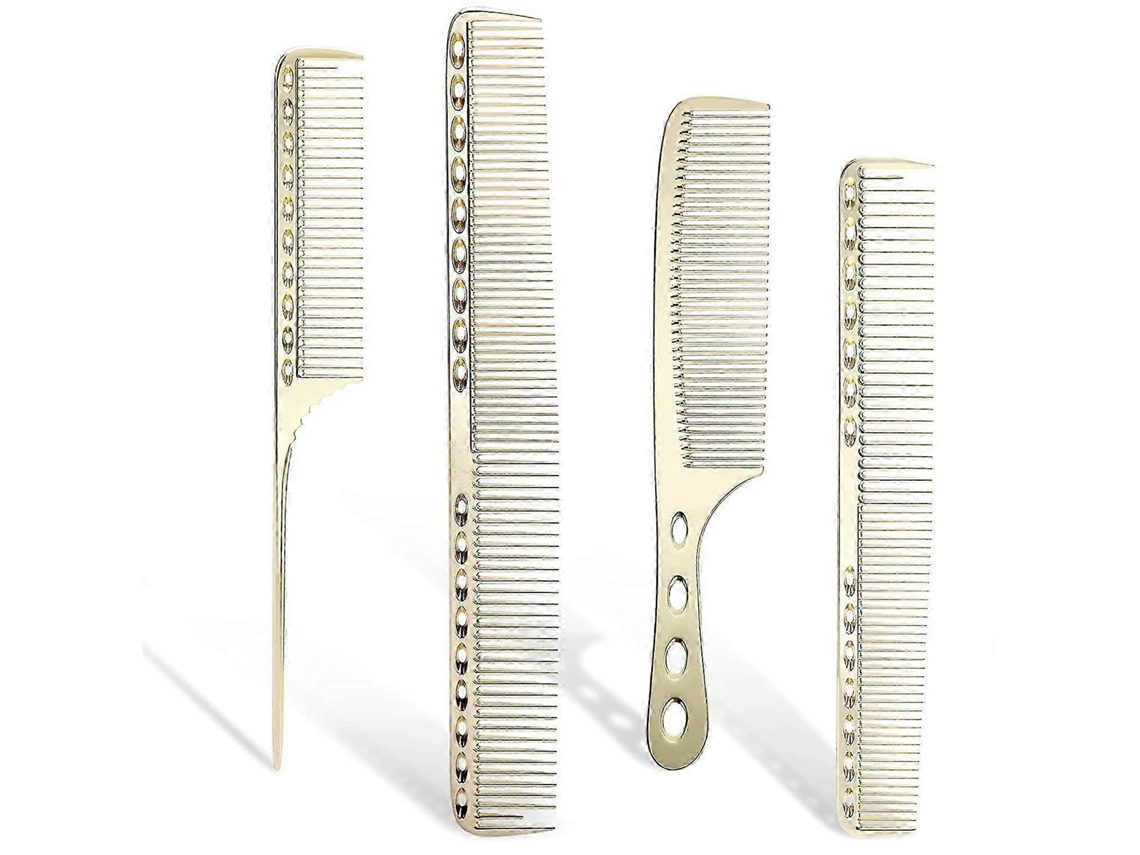 Juego de peines de aluminio espacial dorado con 4 pares de peines para cabello largo y corto