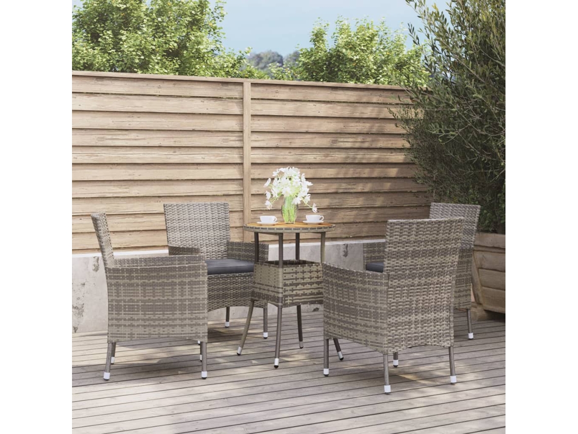 Conjunto de bistró de jardín de 5 piezas DKD Home Decor con cojines de mimbre gris