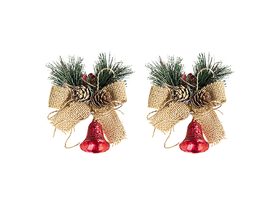 Adornos navideños para pared, puerta y techo con rama de pino, piña y cinta