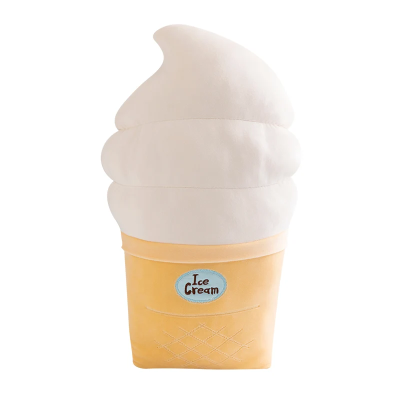 Cojín Tipo Almohada Para Adultos Con Forma De Helado (50 Cm, Color Crema) Con Soporte Lumbar.