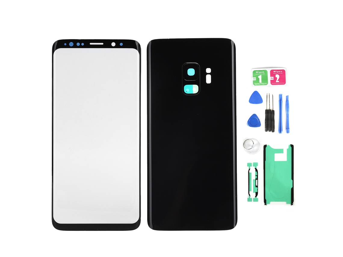 Kit Substituição Vidro Tela Frontal E Capa Traseira Para Samsung S9 G960 Preto