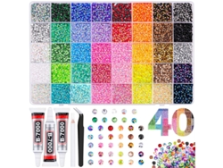 Kit De Diamantes 32000 Peças Multicoloridas Para Unhas E Artesanato - 25,5x16,5x1,5 Cm - Tommy01