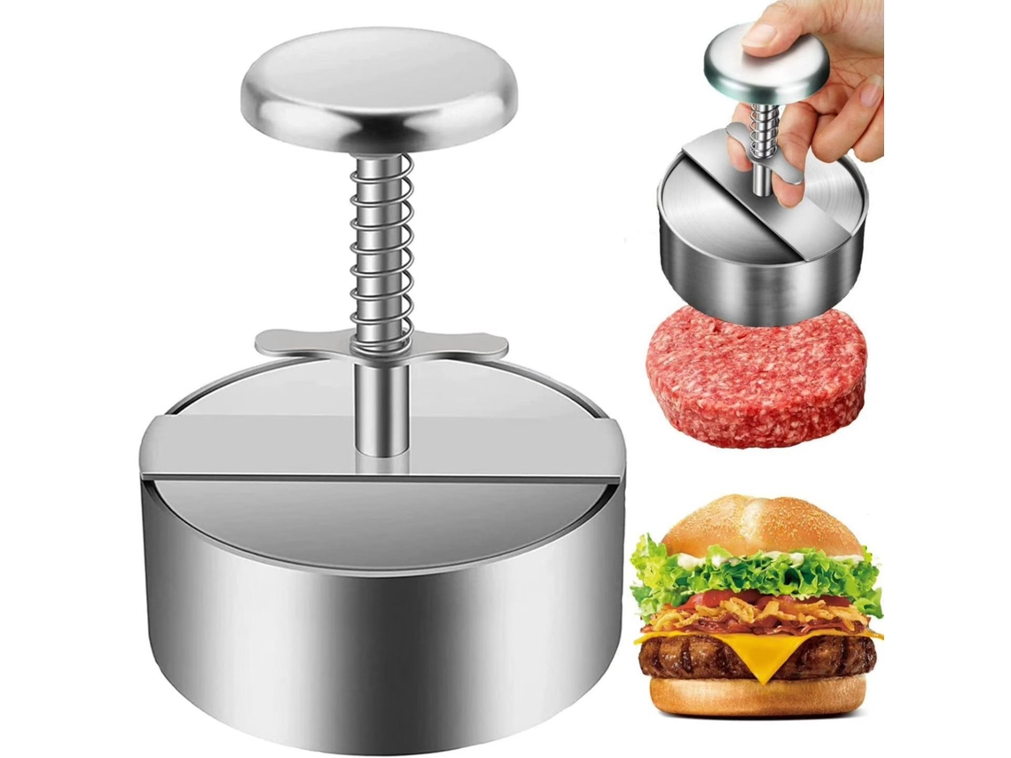 Prensa De Hamburguesa Chrui 10 Cm Con Muelle Para Barbacoa Casera