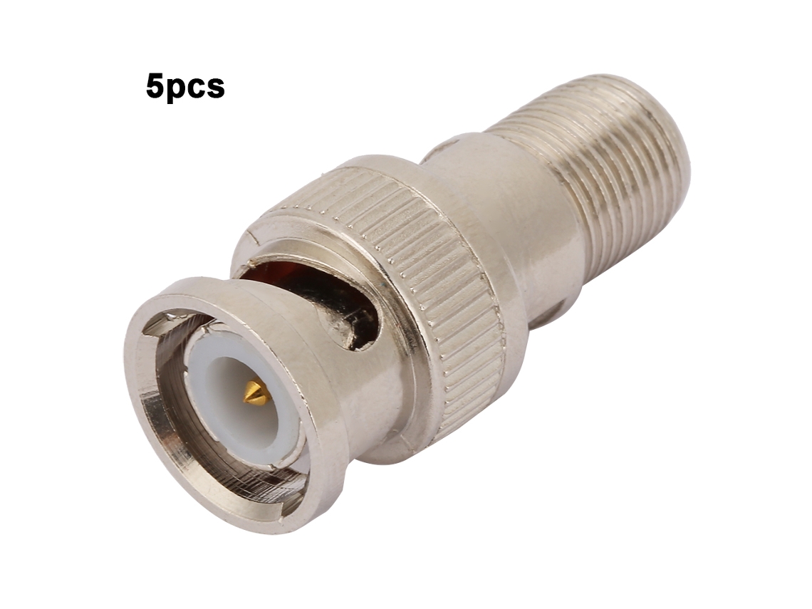 2026as-5 Piezas Adaptador BNC macho a F hembra Conector coaxial RF para conexión de cámara CCTV