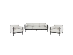 Sofá 3 plazas con 2 sillones de metal gris claro/negro BELIANI Esperia