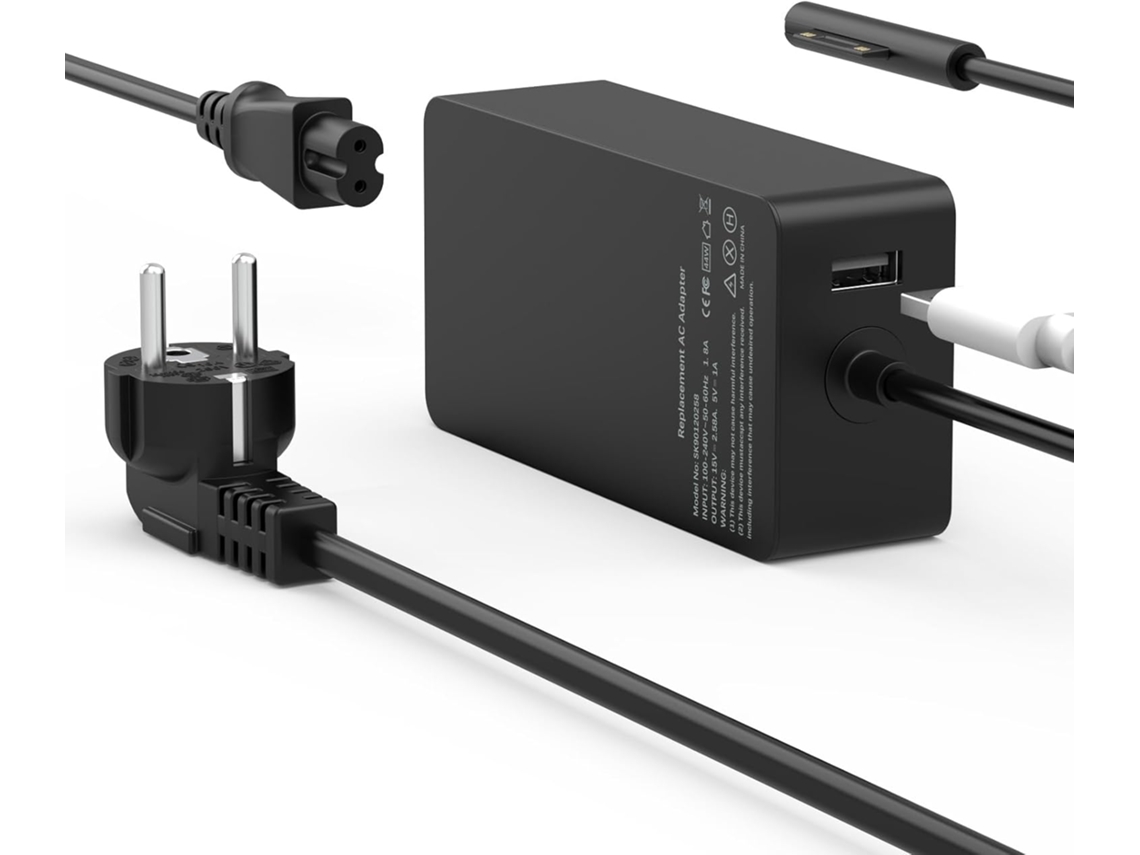 Adaptador de corriente para cargador de 44 W, 15 V, 2,58 A, para Microsoft Surface Pro 7/Pro 6/Pro 5/Pro, con puerto USB Chrui