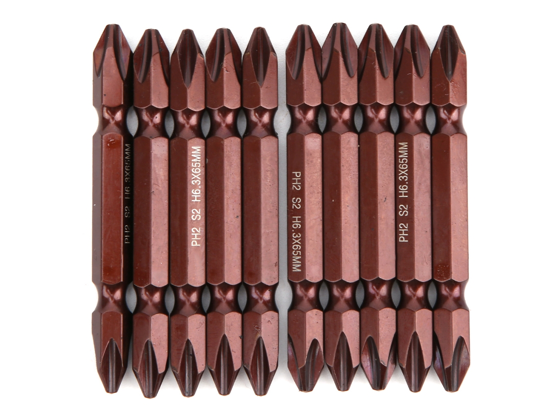 10 Piezas Broca De Tornillo Bipunta S2 Magnética H6.3x65mm Ph2 Herramienta Manual Piezas De Hardware