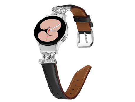 Correa de reloj con enlace tipo M plateada con diamantes de imitación para Samsung Galaxy Watch Serie 4/5/6 Negro