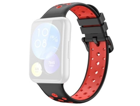 Correa de Silicona dos colores liberación rápida para Huawei Watch Fit 2 - negro/rojo