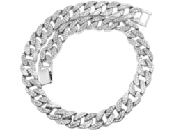Cadena Cubana De Acero Inoxidable Plateado De 50 Cm Estilo Hip-hop Para Hombre, Accesorio De Joyería