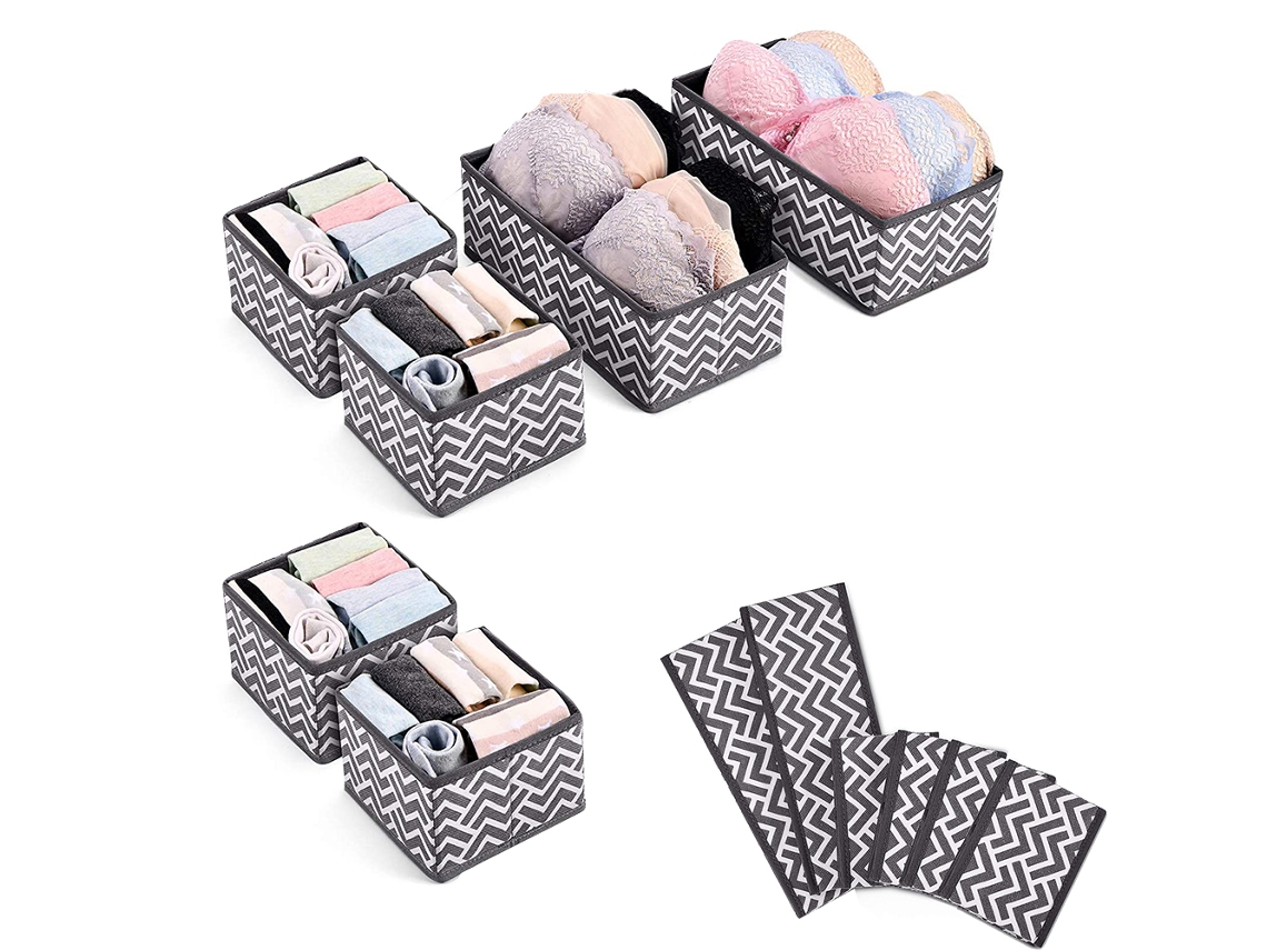 EIOORORRIY Organizador Para Gavetas De 6 Peças, Caixas De Armazenamento Do Pará, Roupa Íntima, Sutiãs, Meias, Gravatas, Lenços E Calcinhas