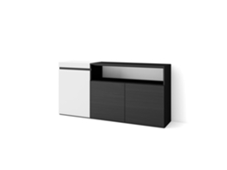 Aparadores para salón 150x75x35cm 3 Puertas Armario zapatero Blanco y negro