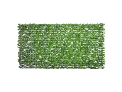 Seto artificial con protección UV, 300x150cm, enrejado verde con hojas.
