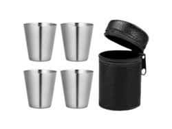 Set De Tazas De Espresso Vasos De Acero Inoxidable Dispensador 4 Vasos Camping Viaje Bebidas Café Whiskey 30ml