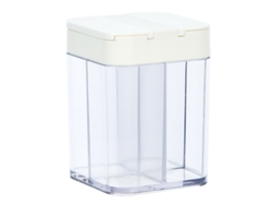 Caja De Condimentos Con 4 Compartimentos Ventana Transparente Tapa Deslizante Abs Pet Para Cocina Hogar