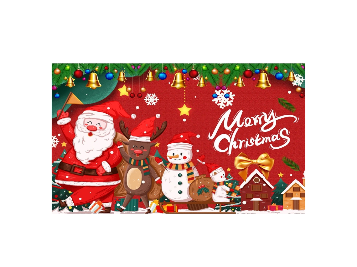 Panel decorativo navideño, fondo rojo con Papá Noel y árbol de Navidad. TRUYUETY