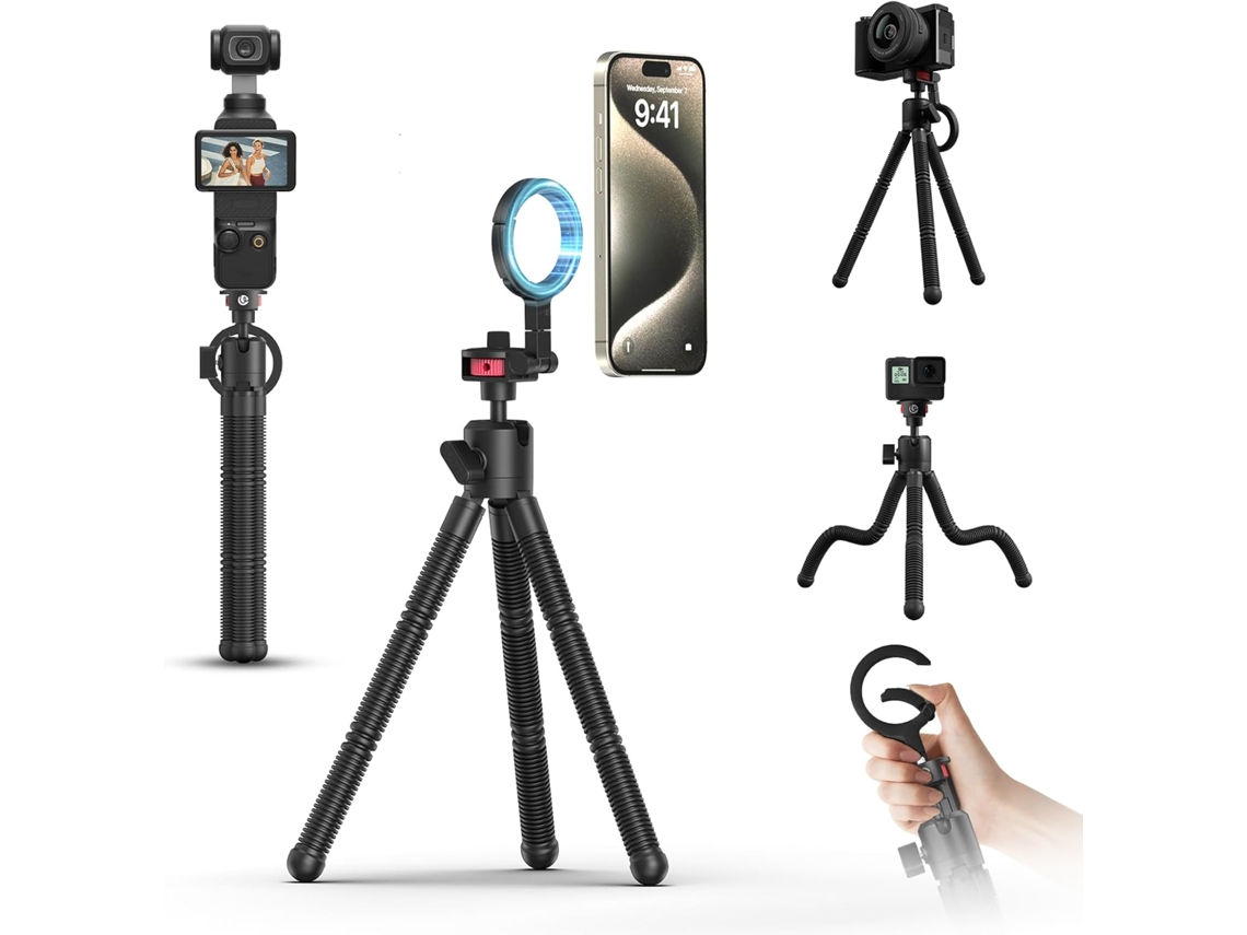 Mini Tripé Flexível Em Formato De Polvo, Suporte Ajustável Para Câmera De Celular.