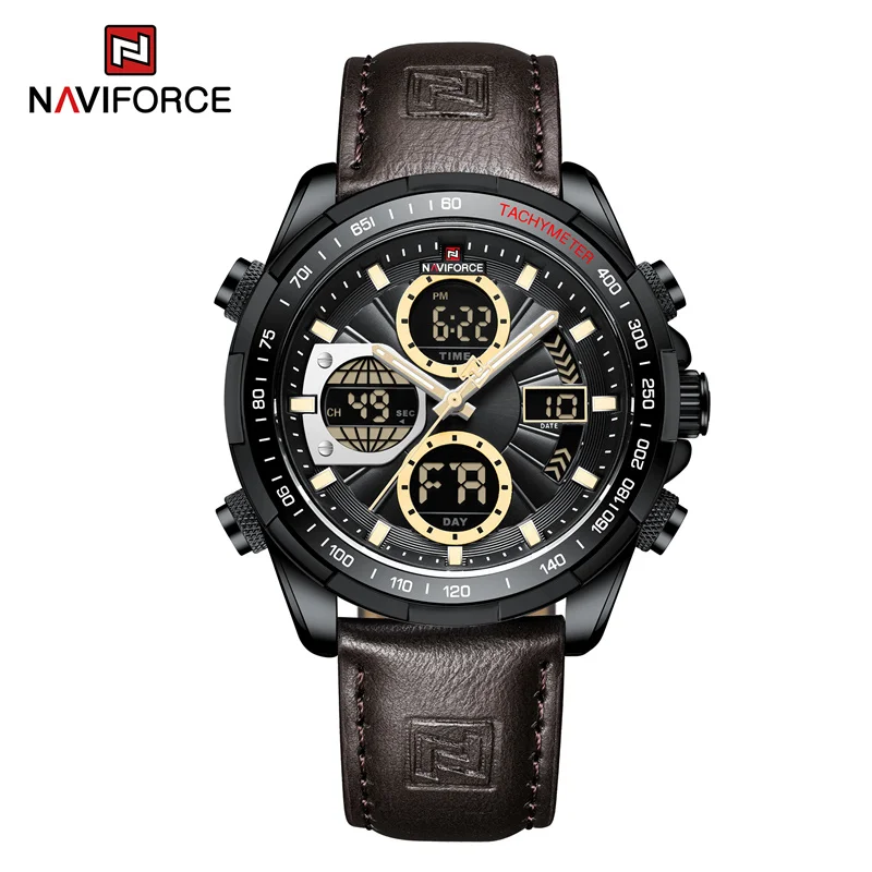 (negro Y Marrón) Reloj De Piel Auténtica Para Hombre, Cronógrafo Resistente Al Agua De Estilo Militar.