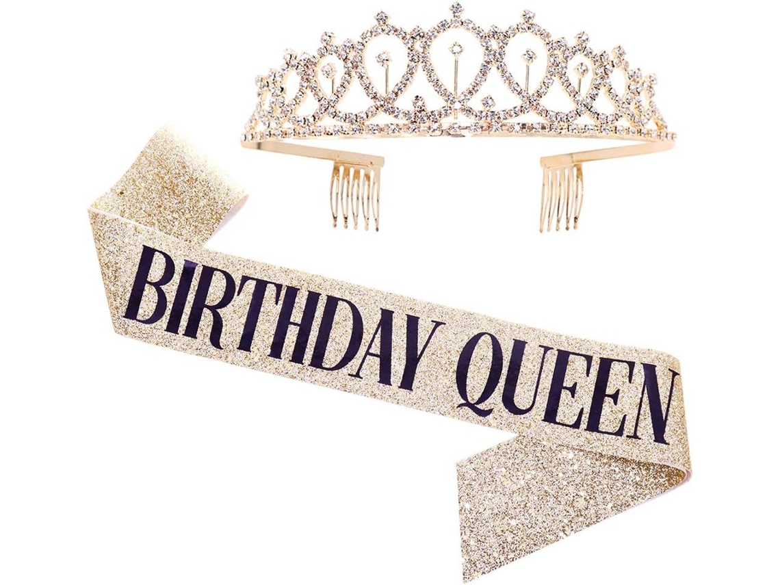 Elegante faja de cumpleaños de reina, suministros para fiesta de feliz cumpleaños, letras doradas brillantes, faja ajustable de cumpleaños para mujer