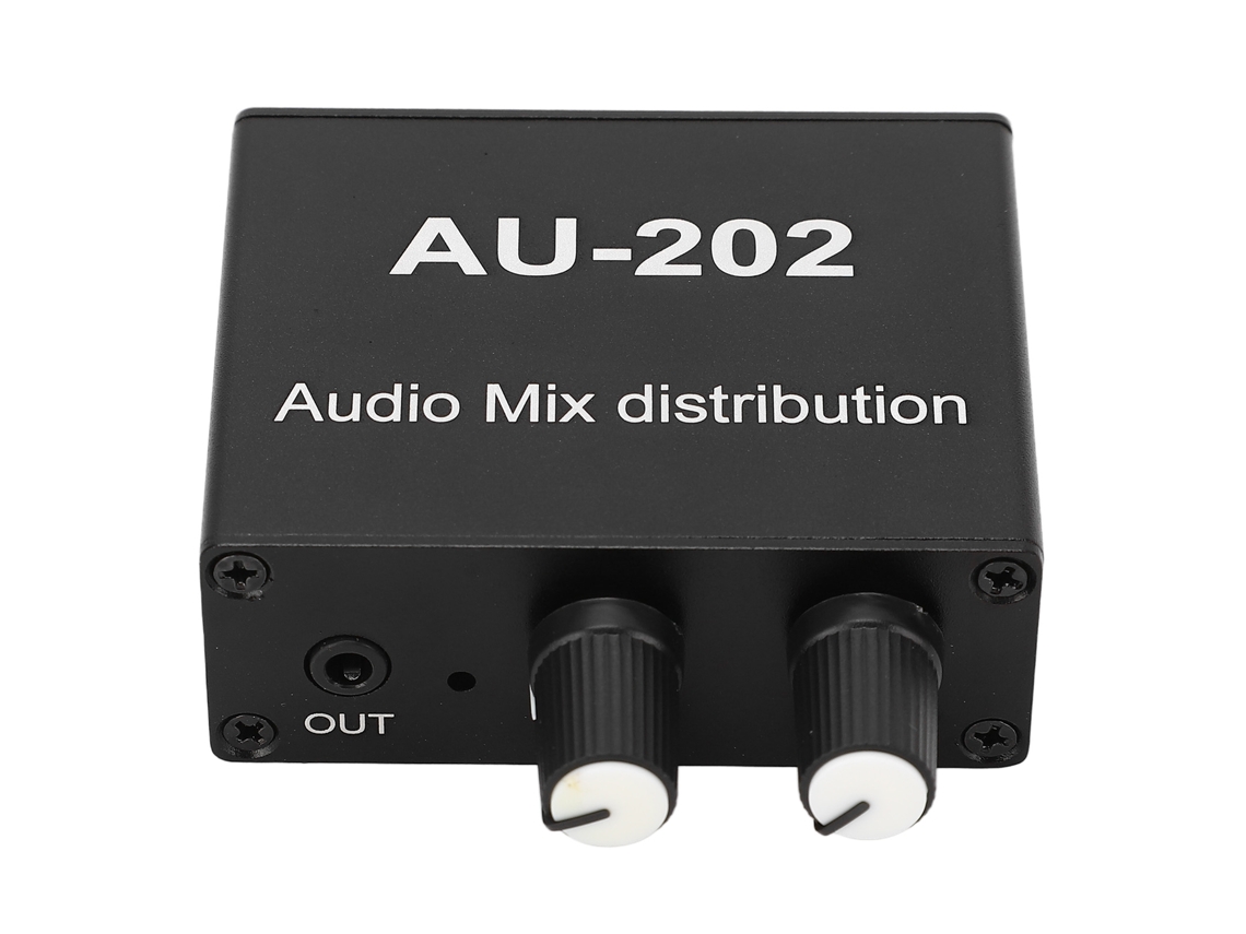 Mezclador Estéreo Y Distribuidor De Audio Con 2 Entradas Y 2 Salidas De 3,5 Mm, Plug And Play Y Carcasa De Aleación De Aluminio.