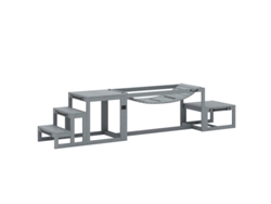 Conjunto De Agilidad Con Puente, Escaleras Y Plataforma, Abeto Gris, 117x50x56cm