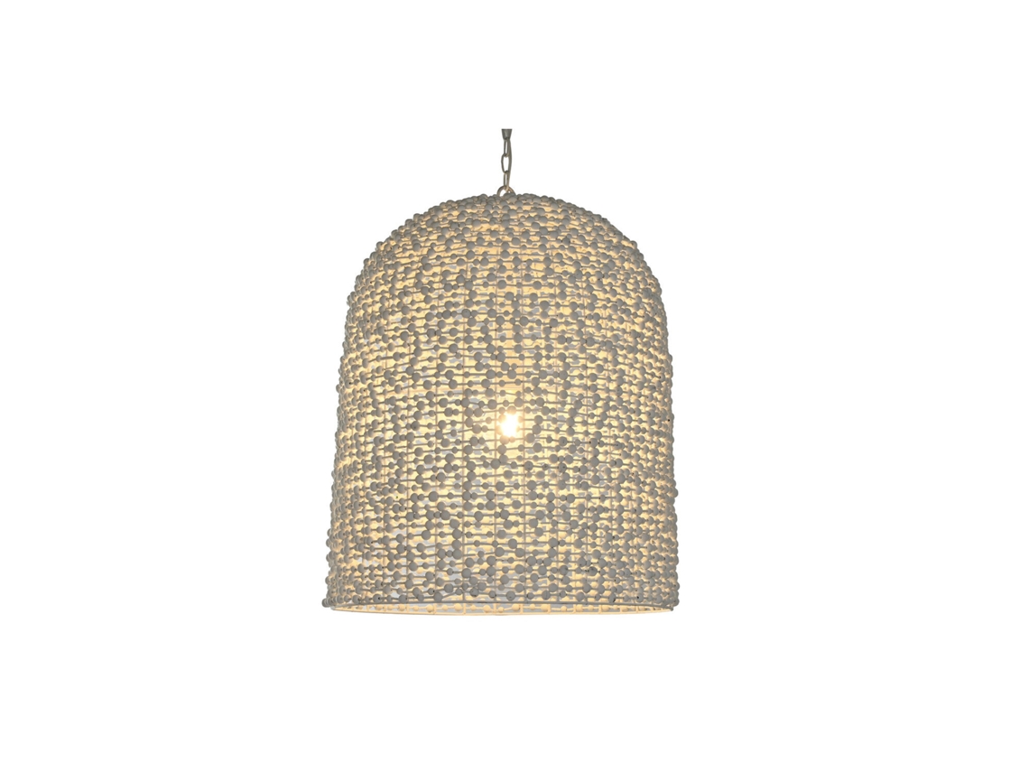 Lampara Techo Hierro Madera Blanco 58x58x71cm
