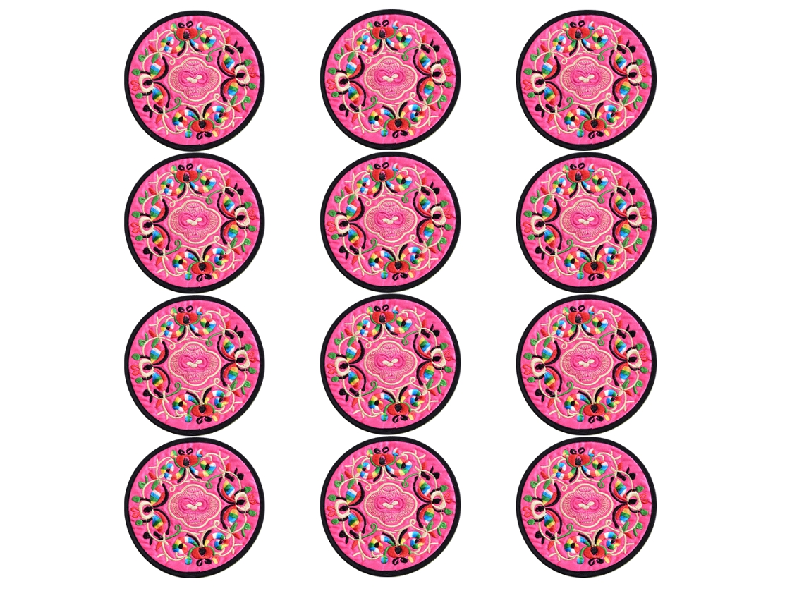 Posavasos de tela bordada con diseño floral étnico vintage NEVEANCE