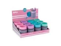 Expositor Apli Urban Collection Con 12 Vasos Con Funda De Neopreno, Medidas 105x80mm, Colores Surtidos