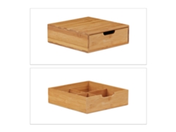 Caixa De Gavetas Em Bambu Relaxdays, Organizador De Gavetas, Visual Natural, Hbt 10 X 29,5 X 30cm, Natural