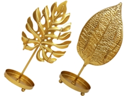 Elegante Organizador Collares Dorados 2 Piezas Forma Guardar Exhibir Joyas Tiendas Escaparates Hoja