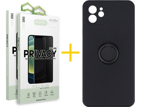 Carcasa + 2 Protectores de Pantalla para iPhone 12 Mini ACCETEL Negro