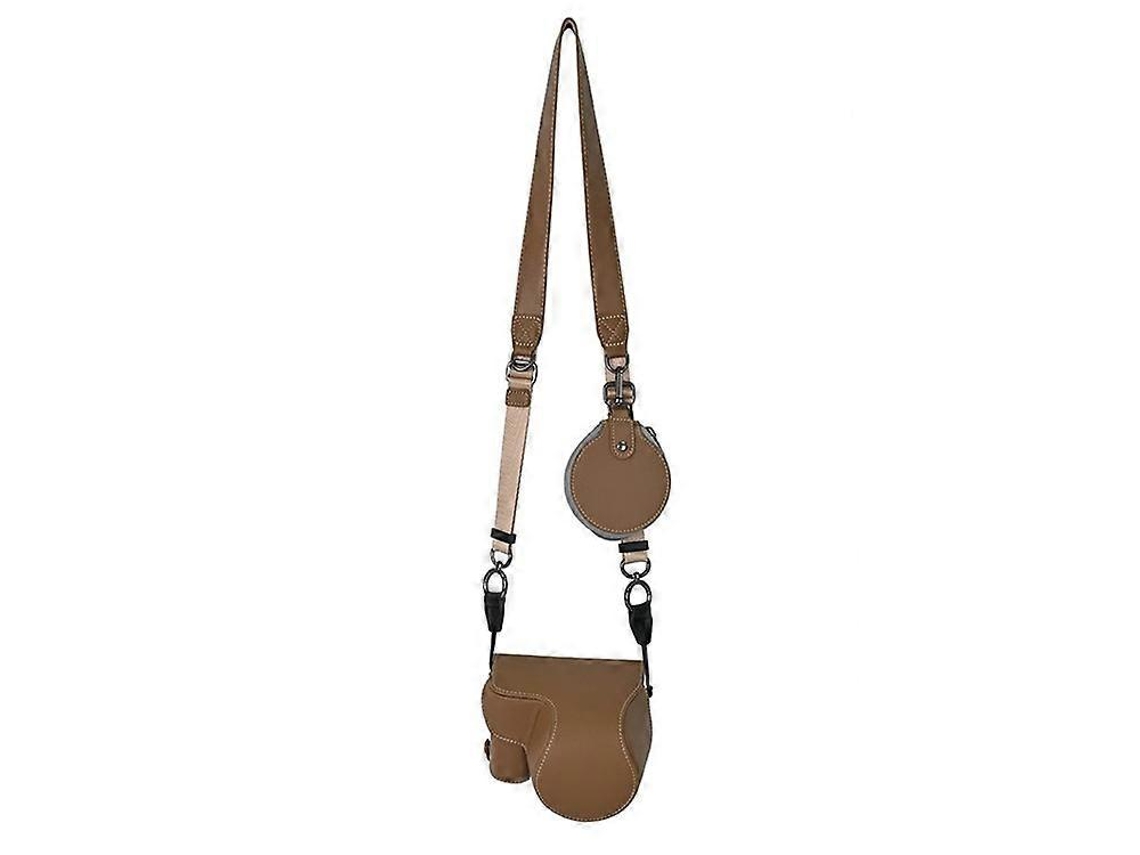Estuche de cuero sintético texturizado compatible con Sony Zv E10 II con orificio para batería, correa y bolsa para guardar lentes Facpoet