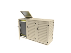 Contenedor de residuos triple de aluminio ATOLE, 240 litros, color crema.