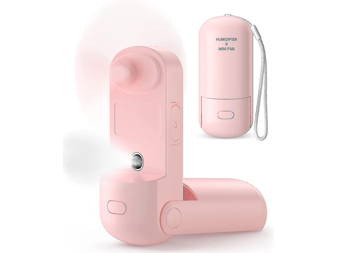Ventilador De Bolso, Mini Ventilador Portátil Com Névoa, Ventilador Pessoal Silencioso, Dobrável E Recarregável Via Usb Com Bateria Externa Para