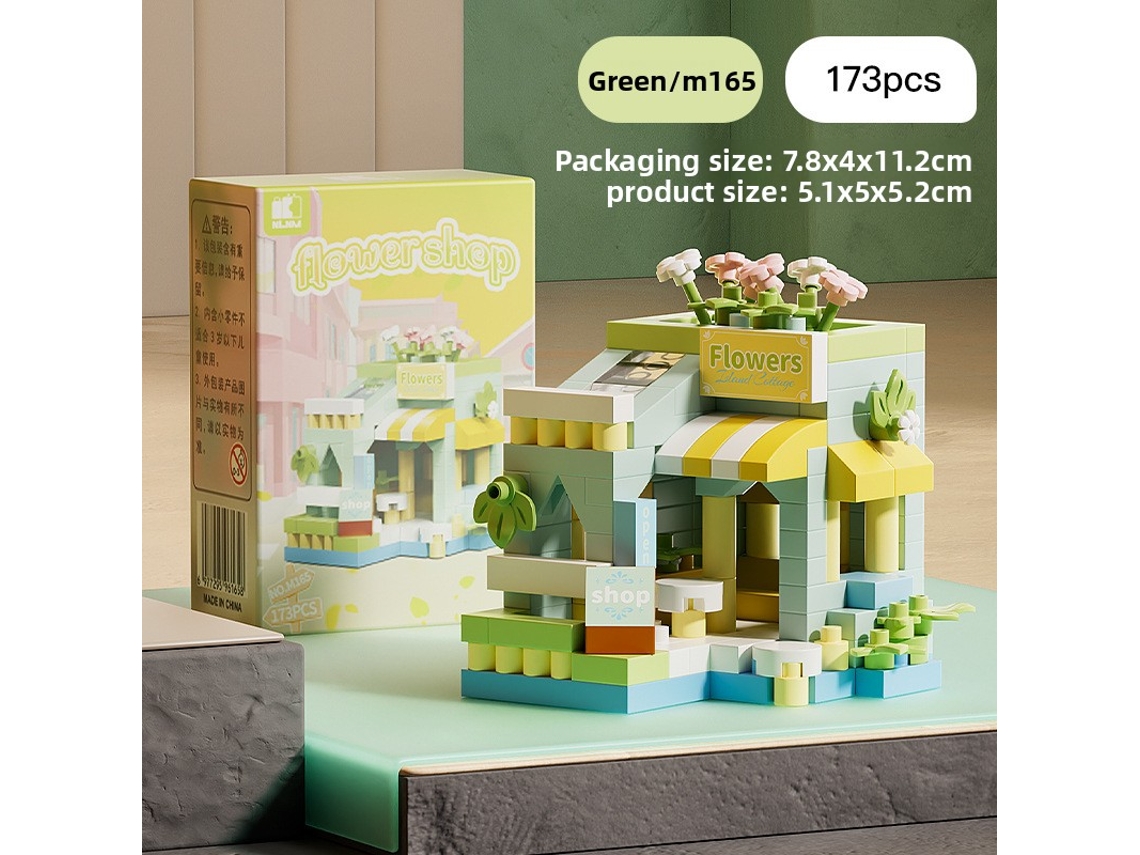 Juego de bloques de construcción MDUG para cafetería, heladería, floristería y restaurante (verde)