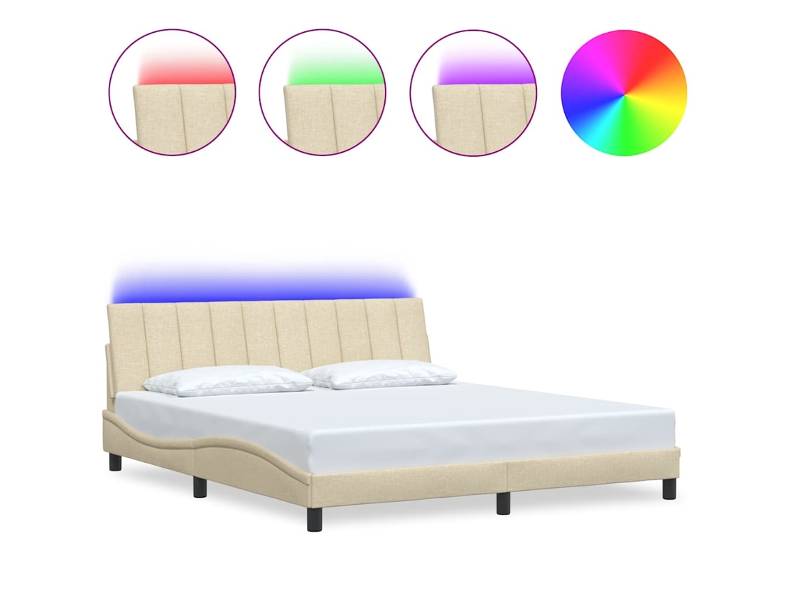 Estructura De Cama VIDAXL Crema Tela (180 x 200 cm)
