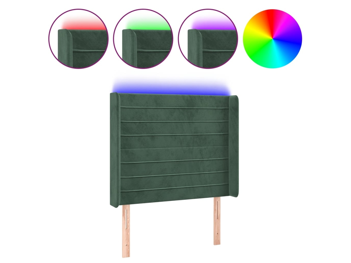 Cabecero Con Led VIDAXL Verde Terciopelo (93x16x118/128 cm)
