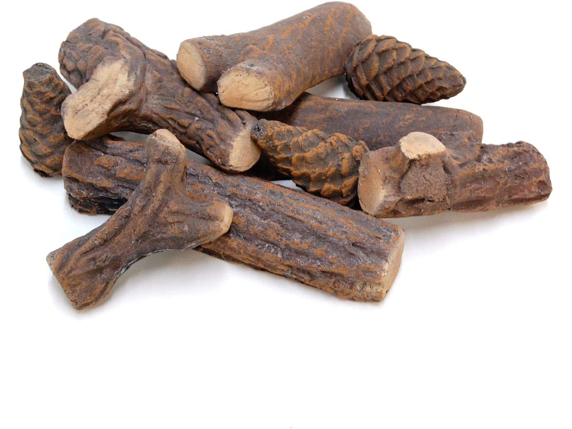 Juego de 9 troncos de cerámica para chimeneas de bioetanol, accesorios para chimeneas de bioetanol